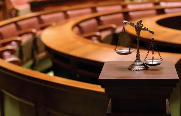 Courtroom scales of justice
